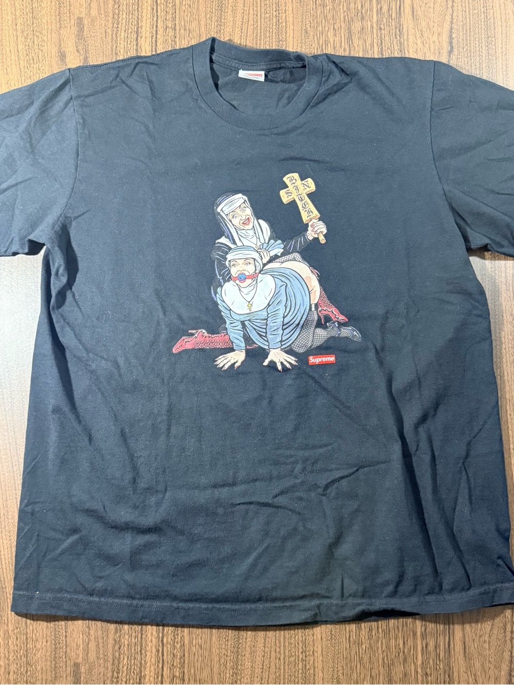 Supreme Sean Cliver Nun Menβs Black T-Shirt Large